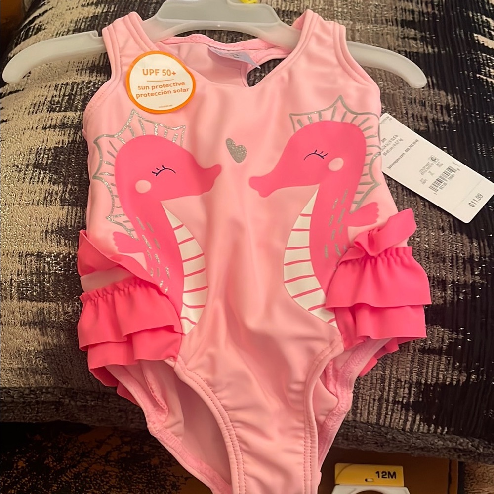Carters Pink Seahorse Baby Swimsuit